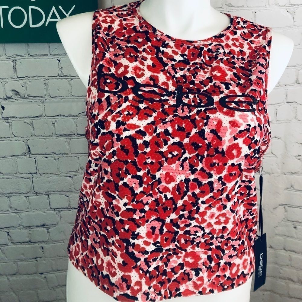 Bebe red black white sleeveless tank